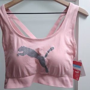 Puma Seamless Sports Bra, Cross Cross Wide Straps, Removal Cups